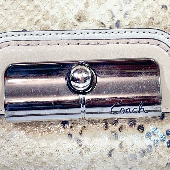 Coach Kristin Python Snakeskin Tote Satchel Shoulder Metallic Limited Edition - Picture 7 of 16